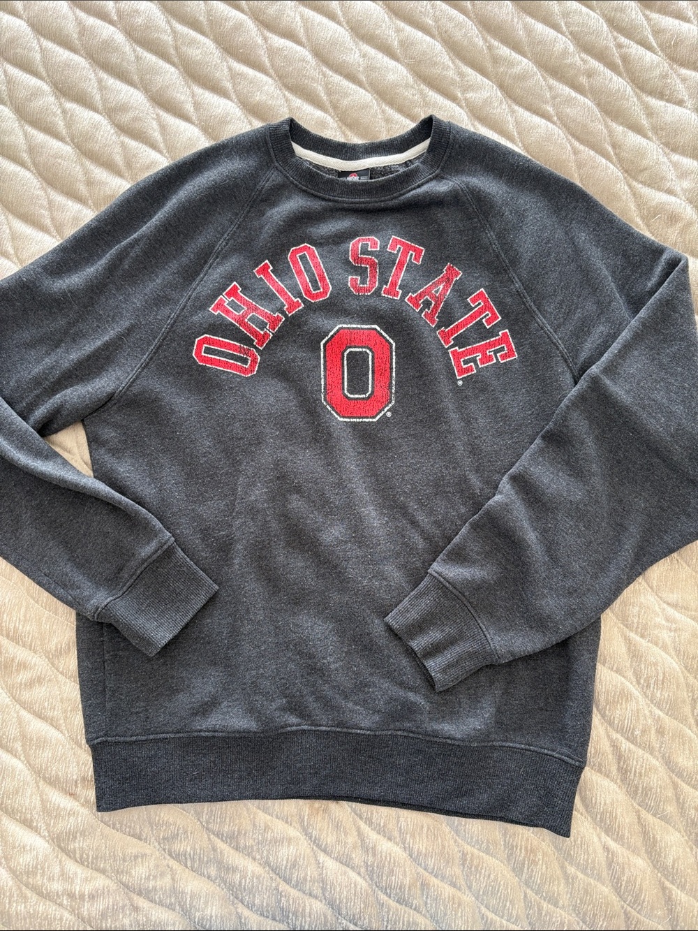Ohio State Dark Gray Crewneck Sweatshirt with Red Logo